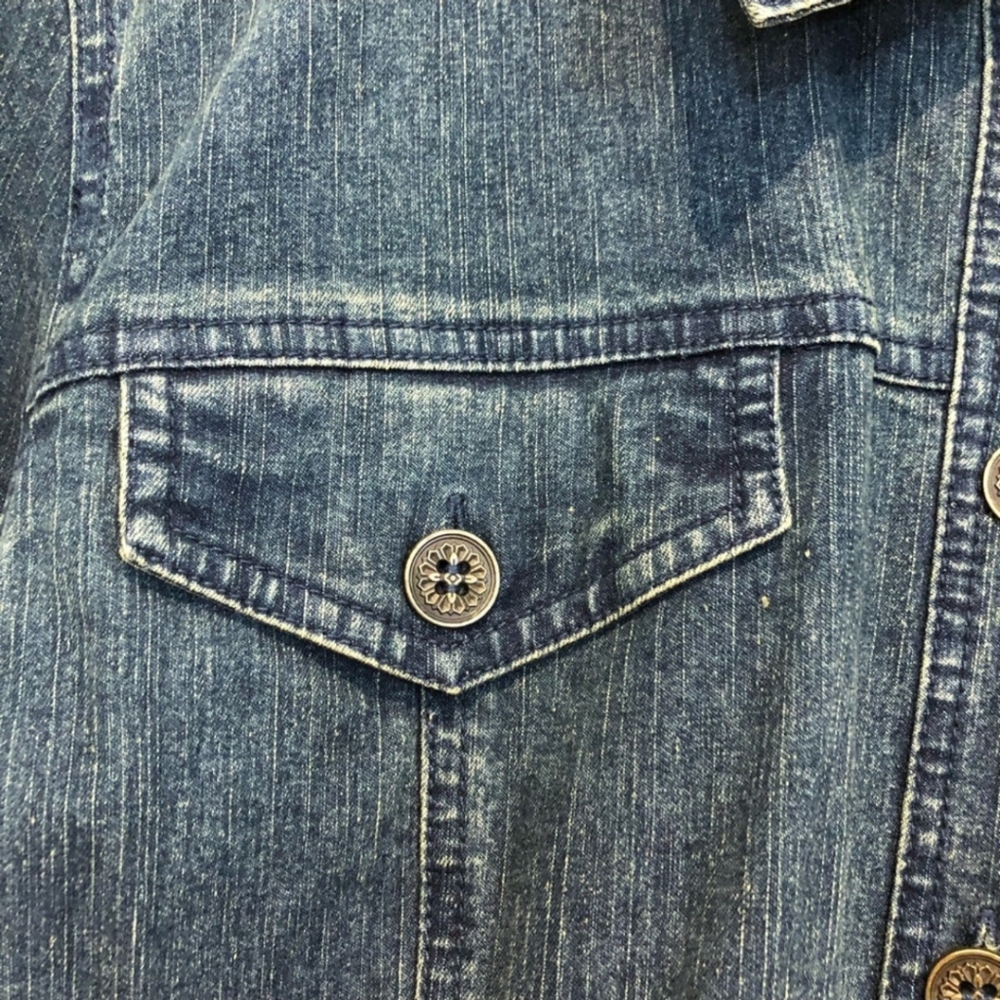Alfred Dunner Denim Jean Jacket Floral Embroidery Rhinestones Size 12 - Picture 6 of 12